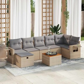 Set de sofás de jardín y cojines 8 piezas ratán sintético beige de , Conjuntos de jardín - Ref: Foro24-3325825, Precio: 510,9...