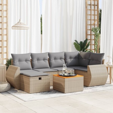Set sofás de jardín 7 piezas y cojines ratán sintético beige de , Conjuntos de jardín - Ref: Foro24-3325846, Precio: 468,16 €...