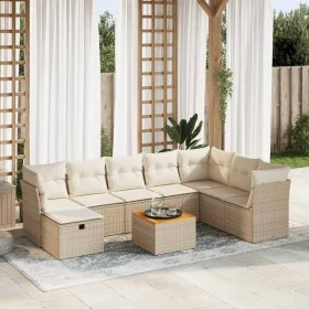 Set de sofás de jardín con cojines 9 pzas ratán sintético beige de , Conjuntos de jardín - Ref: Foro24-3325775, Precio: 580,9...
