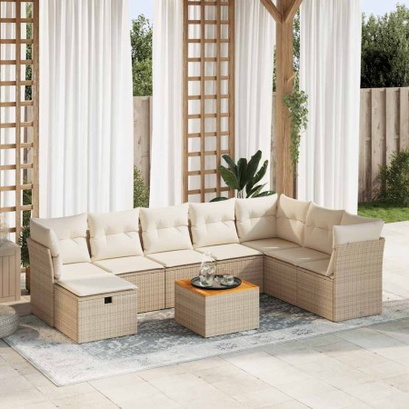 Set de sofás de jardín con cojines 9 pzas ratán sintético beige de , Conjuntos de jardín - Ref: Foro24-3325775, Precio: 582,9...