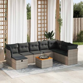 Set de sofás de jardín con cojines 9 pzas ratán sintético gris de , Conjuntos de jardín - Ref: Foro24-3325777, Precio: 536,94...