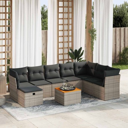 Set de sofás de jardín con cojines 9 pzas ratán sintético gris de , Conjuntos de jardín - Ref: Foro24-3325777, Precio: 536,94...