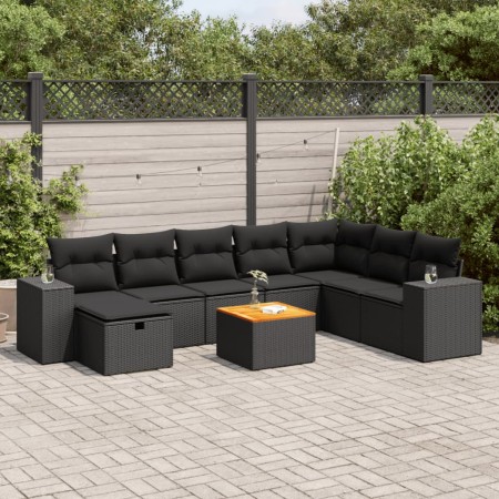 Set de sofás de jardín con cojines 9 pzas ratán sintético negro de , Conjuntos de jardín - Ref: Foro24-3325884, Precio: 572,5...