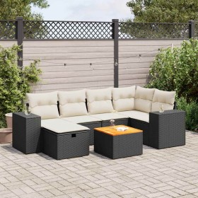 Set de sofás de jardín 7 pzas con cojines ratán sintético negro de , Conjuntos de jardín - Ref: Foro24-3325871, Precio: 433,5...