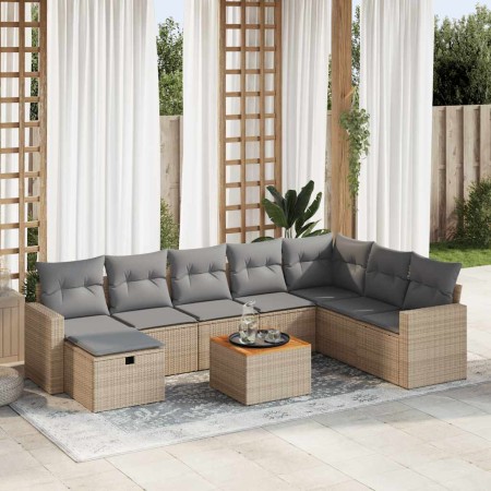 Set de sofás de jardín con cojines 9 pzas ratán sintético beige de , Conjuntos de jardín - Ref: Foro24-3325804, Precio: 574,8...