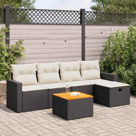 Set de sofás de jardín 6 piezas y cojines ratán sintético negro de , Conjuntos de jardín - Ref: Foro24-3325780, Precio: 346,1...