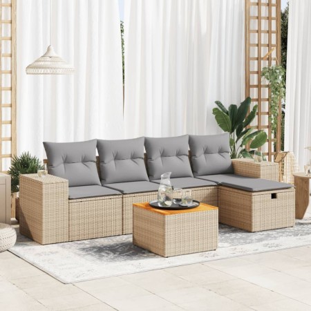 Juego de sofás jardín con cojines 6 pzas ratán sintético beige de , Conjuntos de jardín - Ref: Foro24-3325867, Precio: 393,66...