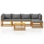 Juego de muebles jardín 6 pzas con cojines madera maciza acacia de vidaXL, Conjuntos de jardín - Ref: Foro24-3057624, Precio:...