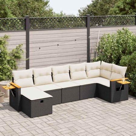 Set de sofás de jardín 7 pzas con cojines ratán sintético negro de , Conjuntos de jardín - Ref: Foro24-3325983, Precio: 434,3...