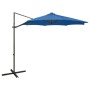 Sombrilla voladiza con poste y luces LED azul 300 cm de vidaXL, Sombrillas - Ref: Foro24-312341, Precio: 87,81 €, Descuento: %