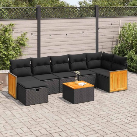 Set de sofás de jardín y cojines 8 piezas ratán sintético negro de , Conjuntos de jardín - Ref: Foro24-3326045, Precio: 478,7...
