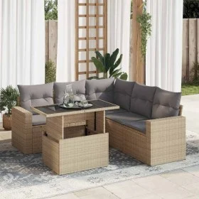 Juego de sofás jardín con cojines 6 pzas ratán sintético beige de , Conjuntos de jardín - Ref: Foro24-3326320, Precio: 472,75...