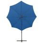 Sombrilla voladiza con poste y luces LED azul 300 cm de vidaXL, Sombrillas - Ref: Foro24-312341, Precio: 87,81 €, Descuento: %