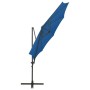 Sombrilla voladiza con poste y luces LED azul 300 cm de vidaXL, Sombrillas - Ref: Foro24-312341, Precio: 87,81 €, Descuento: %