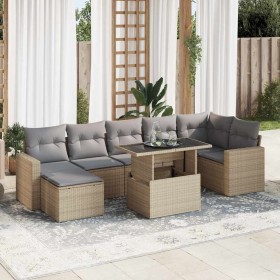 Set de sofás de jardín y cojines 8 piezas ratán sintético beige de , Conjuntos de jardín - Ref: Foro24-3326360, Precio: 562,7...