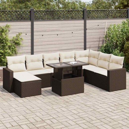 Set de sofás de jardín 9 pzas y cojines ratán sintético marrón de , Conjuntos de jardín - Ref: Foro24-3326374, Precio: 600,24...