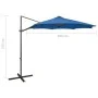 Sombrilla voladiza con poste y luces LED azul 300 cm de vidaXL, Sombrillas - Ref: Foro24-312341, Precio: 87,05 €, Descuento: %