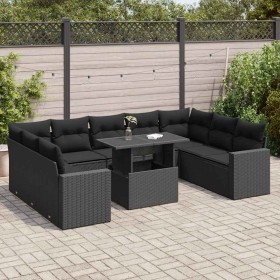Set de sofás de jardín y cojines 10 pzas ratán sintético negro de , Conjuntos de jardín - Ref: Foro24-3326376, Precio: 710,19...