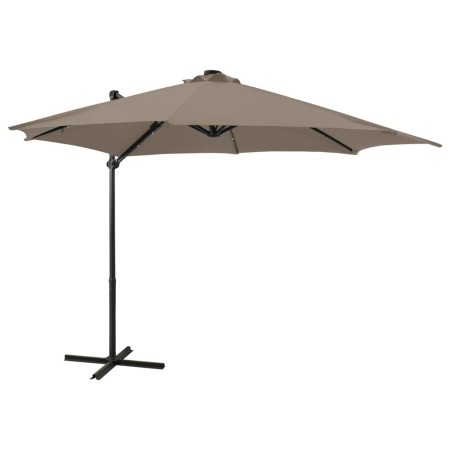 Sombrilla voladiza con poste y luces LED gris taupé 300 cm de vidaXL, Sombrillas - Ref: Foro24-312331, Precio: 197,98 €, Desc...