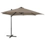 Sombrilla voladiza con poste y luces LED gris taupé 300 cm de vidaXL, Sombrillas - Ref: Foro24-312331, Precio: 197,98 €, Desc...