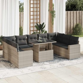 Set sofás jardín 10 pzas con cojines ratán sintético gris claro de , Conjuntos de jardín - Ref: Foro24-3326383, Precio: 732,3...