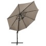 Sombrilla voladiza con poste y luces LED gris taupé 300 cm de vidaXL, Sombrillas - Ref: Foro24-312331, Precio: 197,98 €, Desc...