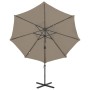 Sombrilla voladiza con poste y luces LED gris taupé 300 cm de vidaXL, Sombrillas - Ref: Foro24-312331, Precio: 197,98 €, Desc...