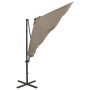 Sombrilla voladiza con poste y luces LED gris taupé 300 cm de vidaXL, Sombrillas - Ref: Foro24-312331, Precio: 197,98 €, Desc...