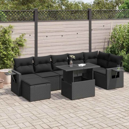 Set de sofás de jardín y cojines 8 piezas ratán sintético negro de , Conjuntos de jardín - Ref: Foro24-3326516, Precio: 566,4...