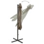 Sombrilla voladiza con poste y luces LED gris taupé 300 cm de vidaXL, Sombrillas - Ref: Foro24-312331, Precio: 197,98 €, Desc...