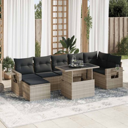Set de sofás de jardín 8 pzas y cojines ratán sintético gris de , Conjuntos de jardín - Ref: Foro24-3326523, Precio: 589,63 €...