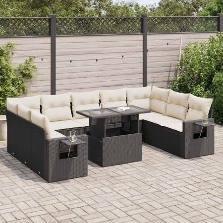 Set de sofás de jardín y cojines 10 pzas ratán sintético negro de , Conjuntos de jardín - Ref: Foro24-3326537, Precio: 652,48...