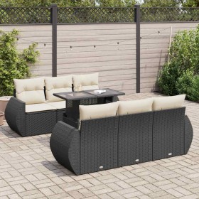 Set de sofás de jardín 7 pzas con cojines ratán sintético negro de , Conjuntos de jardín - Ref: Foro24-3326577, Precio: 530,9...