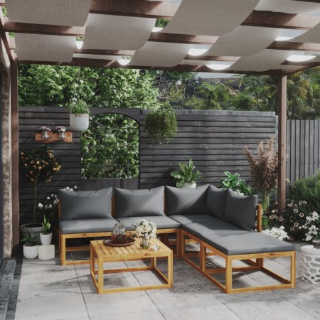 Muebles de jardín 6 pzas cojines madera maciza de acacia de vidaXL, Conjuntos de jardín - Ref: Foro24-3057623, Precio: 599,97...