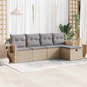 Juego de sofás jardín con cojines 5 pzas ratán sintético beige de , Conjuntos de jardín - Ref: Foro24-3325465, Precio: 353,49...