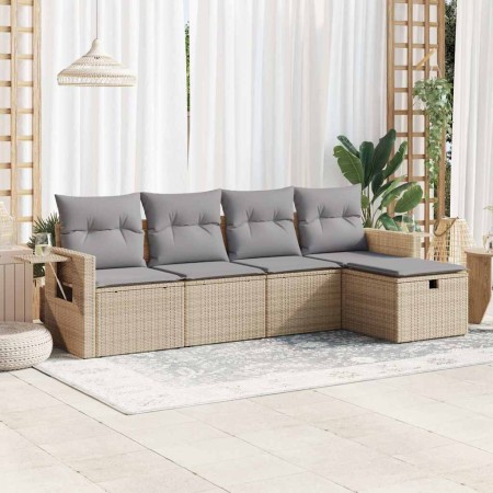 Juego de sofás jardín con cojines 5 pzas ratán sintético beige de , Conjuntos de jardín - Ref: Foro24-3325465, Precio: 353,49...