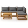 Muebles de jardín 6 pzas cojines madera maciza de acacia de vidaXL, Conjuntos de jardín - Ref: Foro24-3057623, Precio: 599,97...