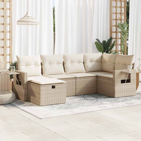 Juego de sofás jardín con cojines 6 pzas ratán sintético beige de , Conjuntos de jardín - Ref: Foro24-3325484, Precio: 481,73...
