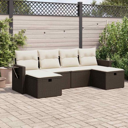 Set sofás de jardín 6 piezas y cojines ratán sintético marrón de , Conjuntos de jardín - Ref: Foro24-3325529, Precio: 379,63 ...