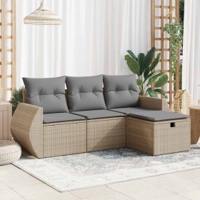 Juego de sofás jardín con cojines 4 pzas ratán sintético beige de , Conjuntos de jardín - Ref: Foro24-3325555, Precio: 289,43...