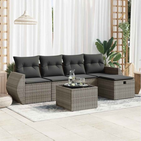 Set de muebles de jardín 6 pzas y cojines ratán sintético gris de , Conjuntos de jardín - Ref: Foro24-3325576, Precio: 376,00...