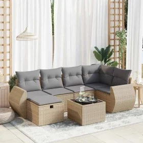 Set sofás de jardín 7 piezas y cojines ratán sintético beige de , Conjuntos de jardín - Ref: Foro24-3325595, Precio: 466,10 €...