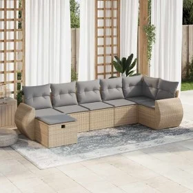 Set sofás de jardín 7 piezas y cojines ratán sintético beige de , Conjuntos de jardín - Ref: Foro24-3325605, Precio: 459,11 €...