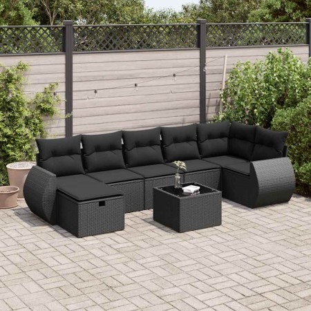 Set de sofás de jardín y cojines 8 piezas ratán sintético negro de , Conjuntos de jardín - Ref: Foro24-3325611, Precio: 505,8...