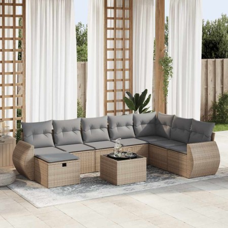 Set de sofás de jardín con cojines 9 pzas ratán sintético beige de , Conjuntos de jardín - Ref: Foro24-3325645, Precio: 574,8...