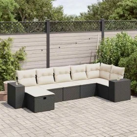 Set de sofás de jardín 7 pzas con cojines ratán sintético negro by , Garden sets - Ref: Foro24-3325702, Price: 437,68 €, Disc...