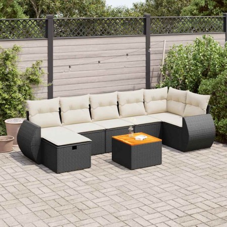 Set de sofás de jardín y cojines 8 piezas ratán sintético negro de , Conjuntos de jardín - Ref: Foro24-3325850, Precio: 478,4...