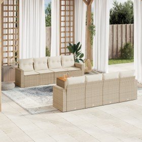 Set de sofás de jardín 9 pzas con cojines ratán sintético beige en Conjuntos de jardín | Comprar online en Foru.es