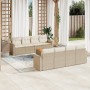 Set de sofás de jardín 9 pzas con cojines ratán sintético beige en Conjuntos de jardín | Comprar online en Foru.es
