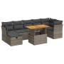 Set sofás jardín y cojines 8 pzas ratán sintético acacia gris de , Conjuntos de jardín - Ref: Foro24-3327984, Precio: 527,92 ...